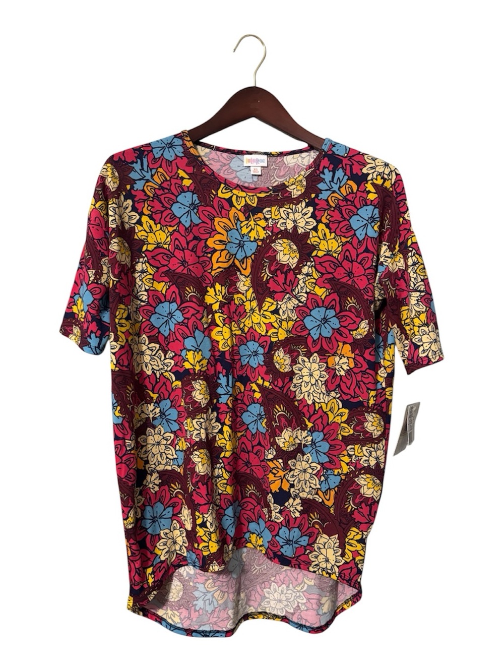 NWT LuLaRoe Irma Tunic Top XS Floral Paisley Vibrant High Low Hem